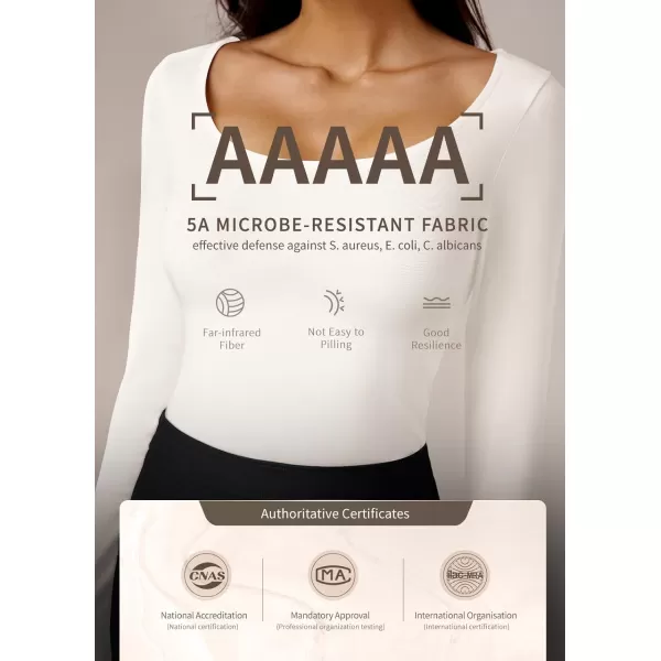 imageAmoretu Womens Scoop Neck Long Sleeve Shirts Slim Fit T Shirt Ribbed Tunic Tops TeeWhite