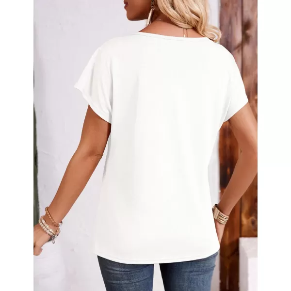 imageAmoretu Womens Summer Tops Boho V Neck Tee Short Sleeve Tshirts casual Loose Fit TeeBeige
