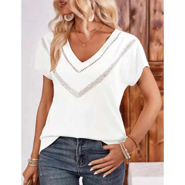 imageAmoretu Womens Summer Tops Boho V Neck Tee Short Sleeve Tshirts casual Loose Fit TeeBeige