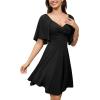 imageAmoretu Womens Modal Sweetheart Summer Dress ALine Twist Front Flowy Double Lined Mini DressesBlack