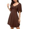 imageAmoretu Womens Modal Sweetheart Summer Dress ALine Twist Front Flowy Double Lined Mini DressesBrown