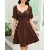 imageAmoretu Womens Modal Sweetheart Summer Dress ALine Twist Front Flowy Double Lined Mini DressesBrown
