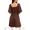 imageAmoretu Womens Modal Sweetheart Summer Dress ALine Twist Front Flowy Double Lined Mini DressesBrown