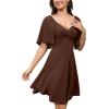 imageAmoretu Womens Modal Sweetheart Summer Dress ALine Twist Front Flowy Double Lined Mini DressesBrown