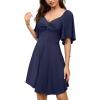 imageAmoretu Womens Modal Sweetheart Summer Dress ALine Twist Front Flowy Double Lined Mini DressesNavy Blue
