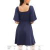 imageAmoretu Womens Modal Sweetheart Summer Dress ALine Twist Front Flowy Double Lined Mini DressesNavy Blue