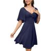 imageAmoretu Womens Modal Sweetheart Summer Dress ALine Twist Front Flowy Double Lined Mini DressesNavy Blue