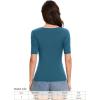imageAmoretu Womens 2025 Ruched 12 Sleeve TShirts Square Neck Fitted Going Out TopsPeacock Blue