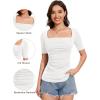 imageAmoretu Womens 2025 Ruched 12 Sleeve TShirts Square Neck Fitted Going Out TopsWhite