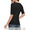 imageAmoretu Womens Henley Half Sleeve Tops Ribbed Button Down Fitted ShirtsBlack