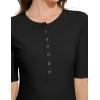 imageAmoretu Womens Henley Half Sleeve Tops Ribbed Button Down Fitted ShirtsBlack