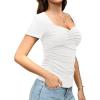 imageAmoretu Womens Ruched Sweetheart Tops Short Sleeve Fitted Going Out Summer ShirtsWhite