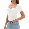 imageAmoretu Womens Ruched Sweetheart Tops Short Sleeve Fitted Going Out Summer ShirtsWhite