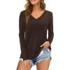 imageAmoretu Womens Long Sleeve Tops Casual V Neck T Shirts Loose FitBrown