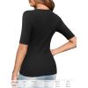 imageAmoretu Womens Henley Half Sleeve Tops Button Down Fitted ShirtsBlack