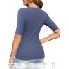 imageAmoretu Womens Henley Half Sleeve Tops Button Down Fitted ShirtsInk Blue