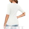 imageAmoretu Womens Henley Half Sleeve Tops Button Down Fitted ShirtsWhite
