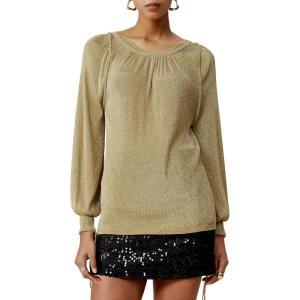 imageAmoretu Womens Sparkle Sequin Sweater Crew Neck Long Sleeve Pullover Casual Dressy Tops 2025