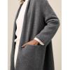 imageAmoretu Womens Pure Wool Knit Cardigan Open Front Long Sweater Loose Outerwear 2025Grey
