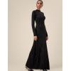 image:imageAmoretu Womens Wool Mock Neck Knit Dress Rhinestone Backless Long Sleeve Sweater Dress