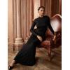 image:imageAmoretu Womens Wool Mock Neck Knit Dress Rhinestone Backless Long Sleeve Sweater Dress