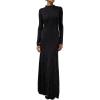 image:imageAmoretu Womens Wool Mock Neck Knit Dress Rhinestone Backless Long Sleeve Sweater Dress