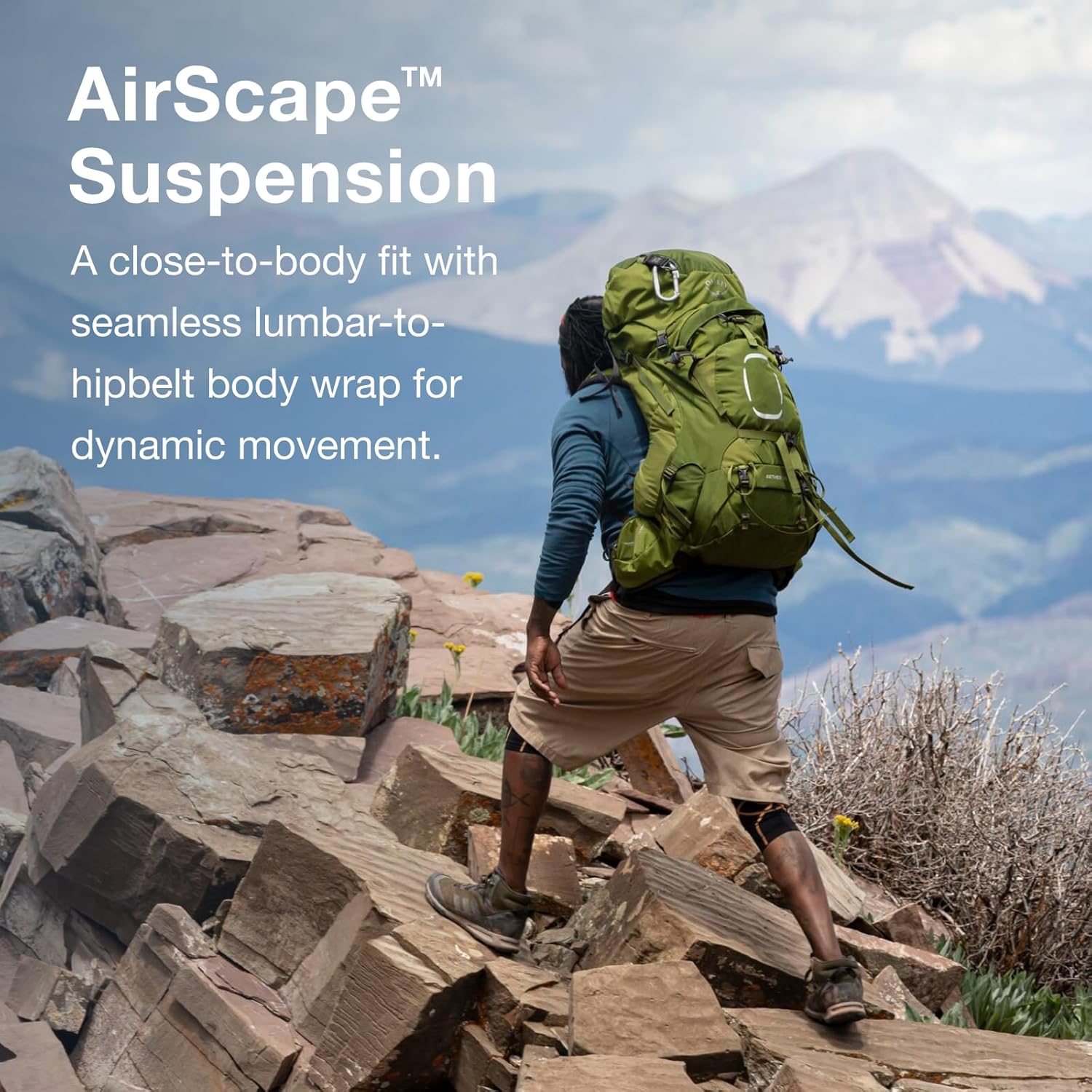 Osprey Aether 65 Mens Backpacking BackpackGarlic Mustard Green