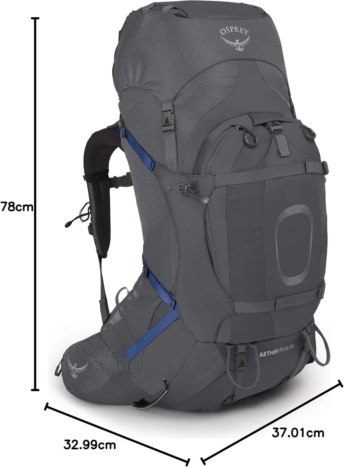Osprey Aether Plus 60L Mens Backpacking Backpack Axo Green LXLEclipse Grey
