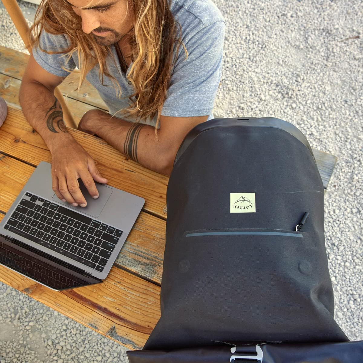 Osprey Arcane Roll Top 18L Waterproof Laptop Backpack Acorn RedStonewash Black