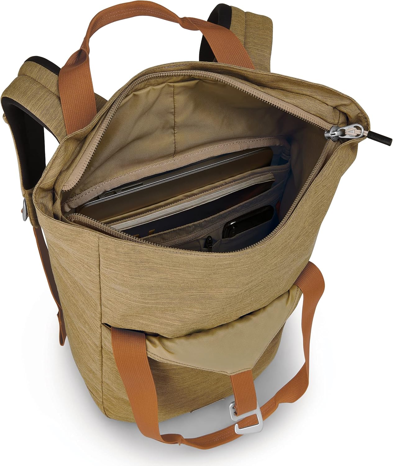Osprey Arcane Zip Top Tote Backpack Porcelain Orange HeatherMilky Tea Tan
