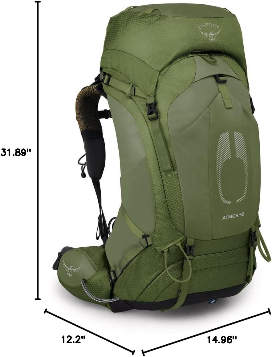 Osprey Atmos AG 50L Mens Backpacking BackpackMythical Green