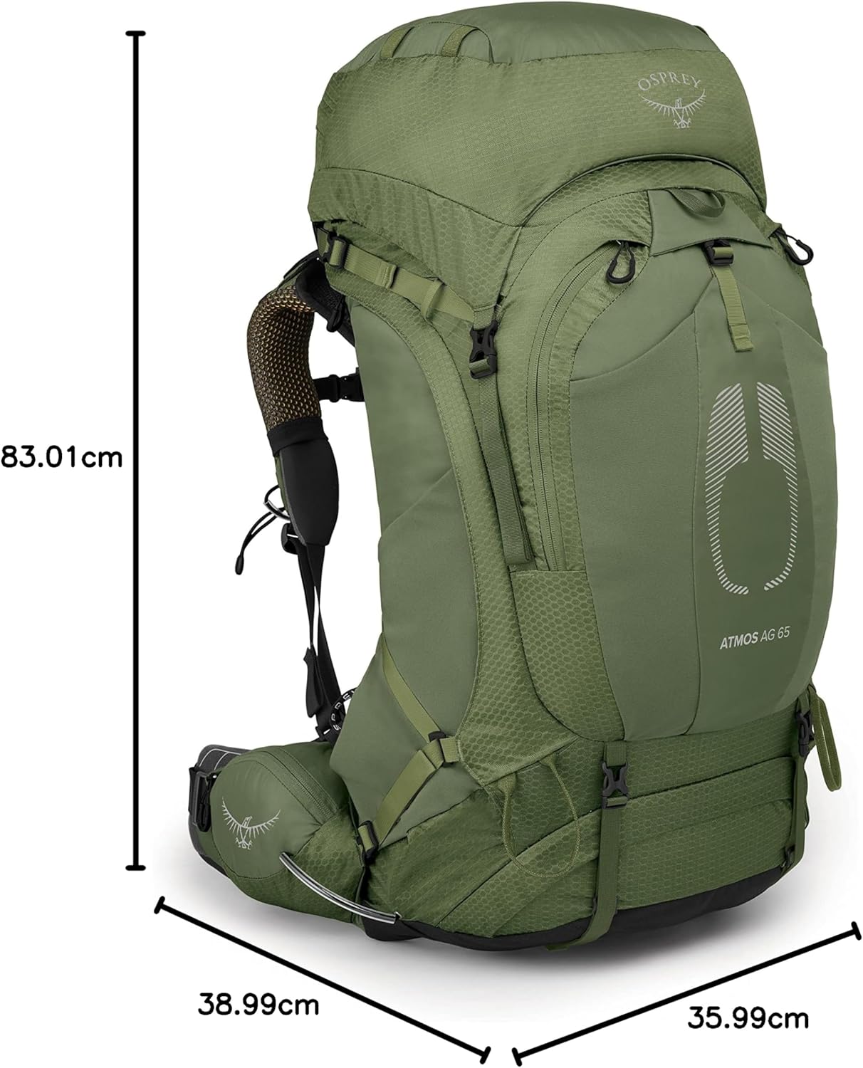 Osprey Atmos AG 65L Mens Backpacking Backpack Venturi Blue SMMythical Green