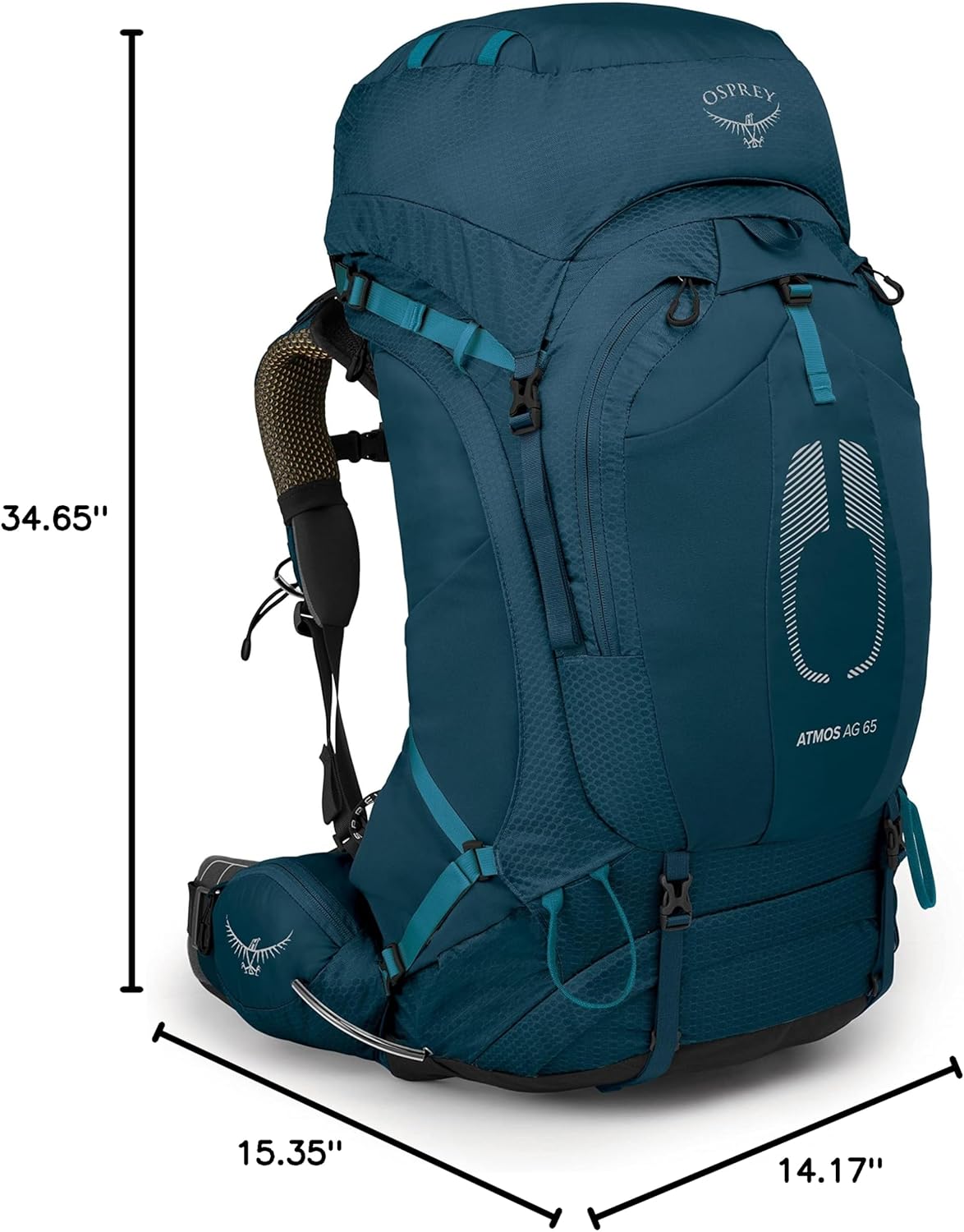 Osprey Atmos AG 65L Mens Backpacking Backpack Venturi Blue SMVenturi Blue