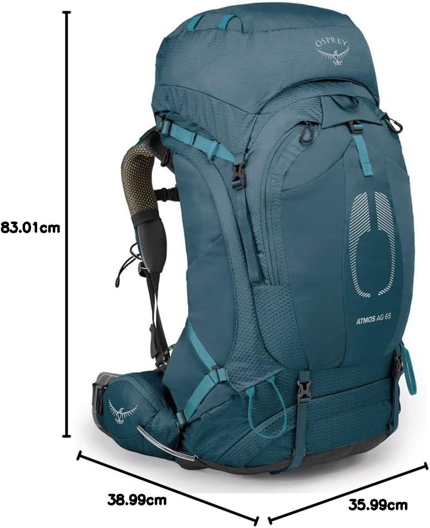 Osprey Atmos AG 65L Mens Backpacking Backpack Venturi Blue SMVenturi Blue