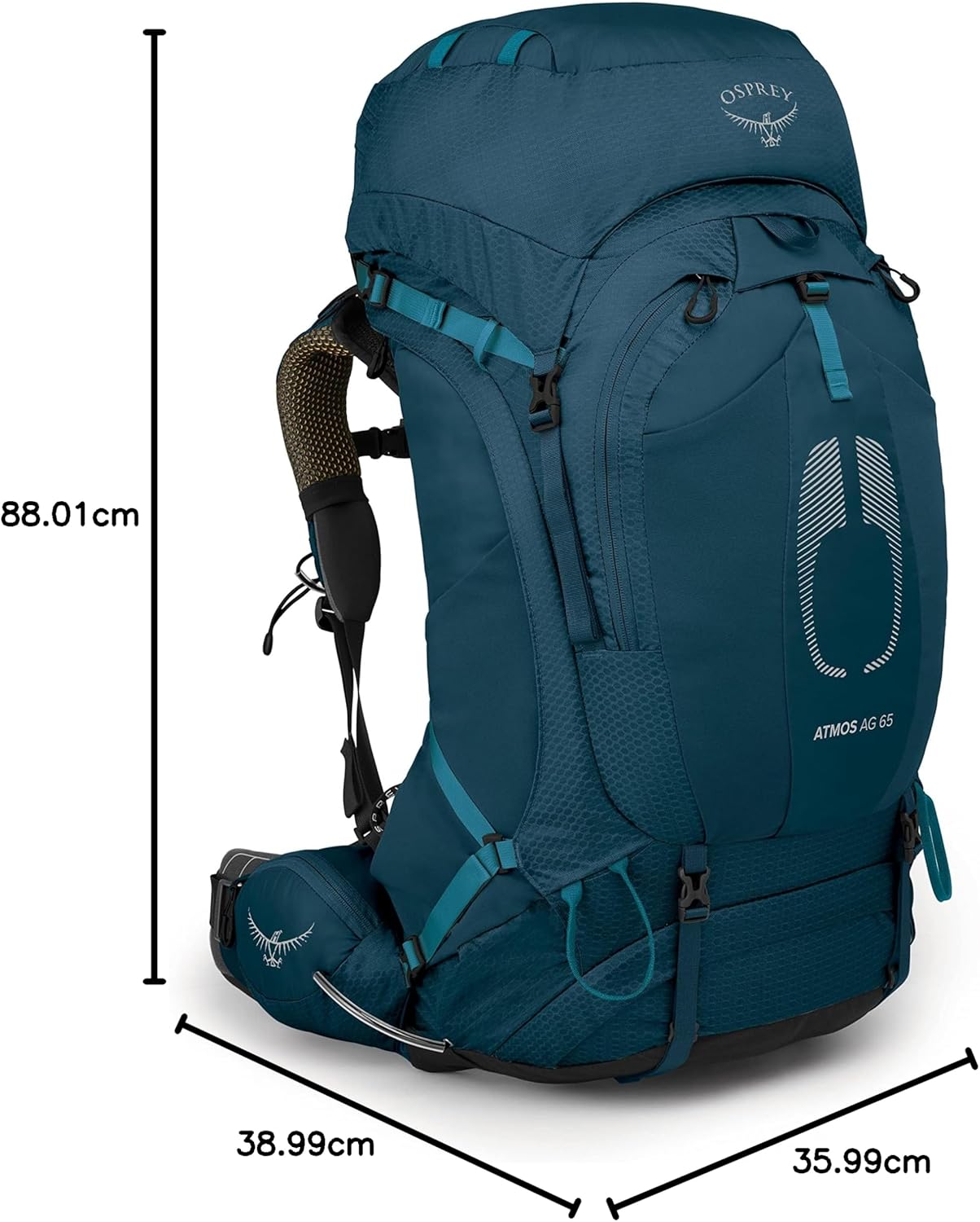 Osprey Atmos AG 65L Mens Backpacking Backpack Venturi Blue SMVenturi Blue