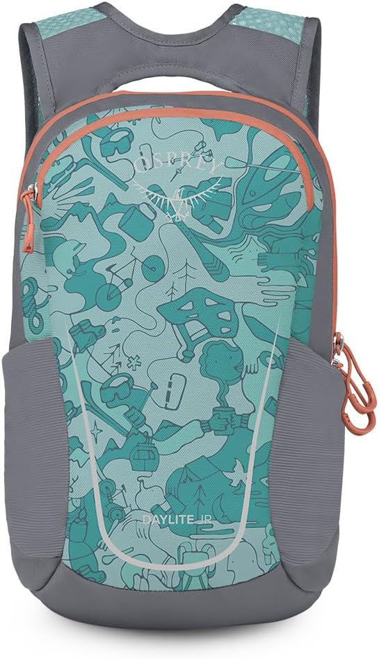 Osprey Daylite Jr Kids Commuter Backpack Space Travel PrintAntique BlueEnjoy Outside PrintGrey Area