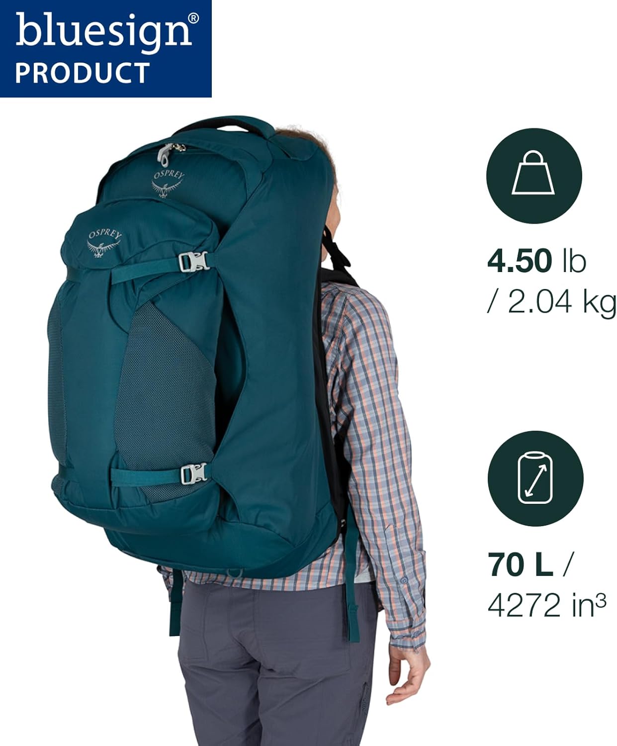 Osprey Fairview 55L Womens Travel Backpack BlackWinter Night Blue