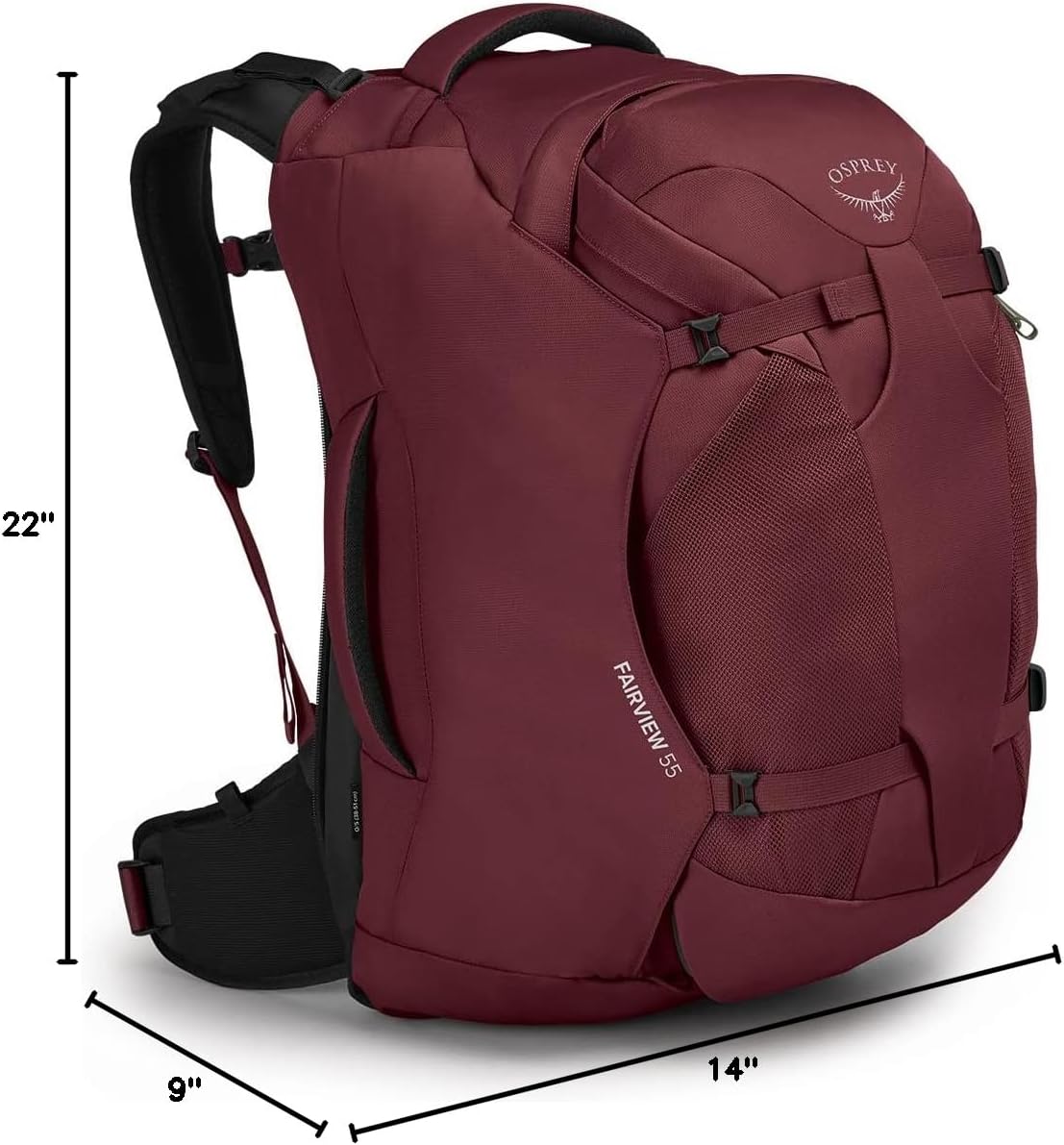 Osprey Fairview 55L Womens Travel Backpack BlackZircon Red
