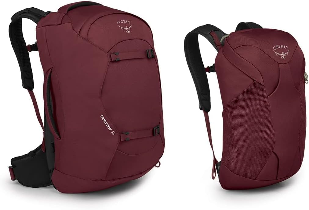 Osprey Fairview 55L Womens Travel Backpack BlackZircon Red