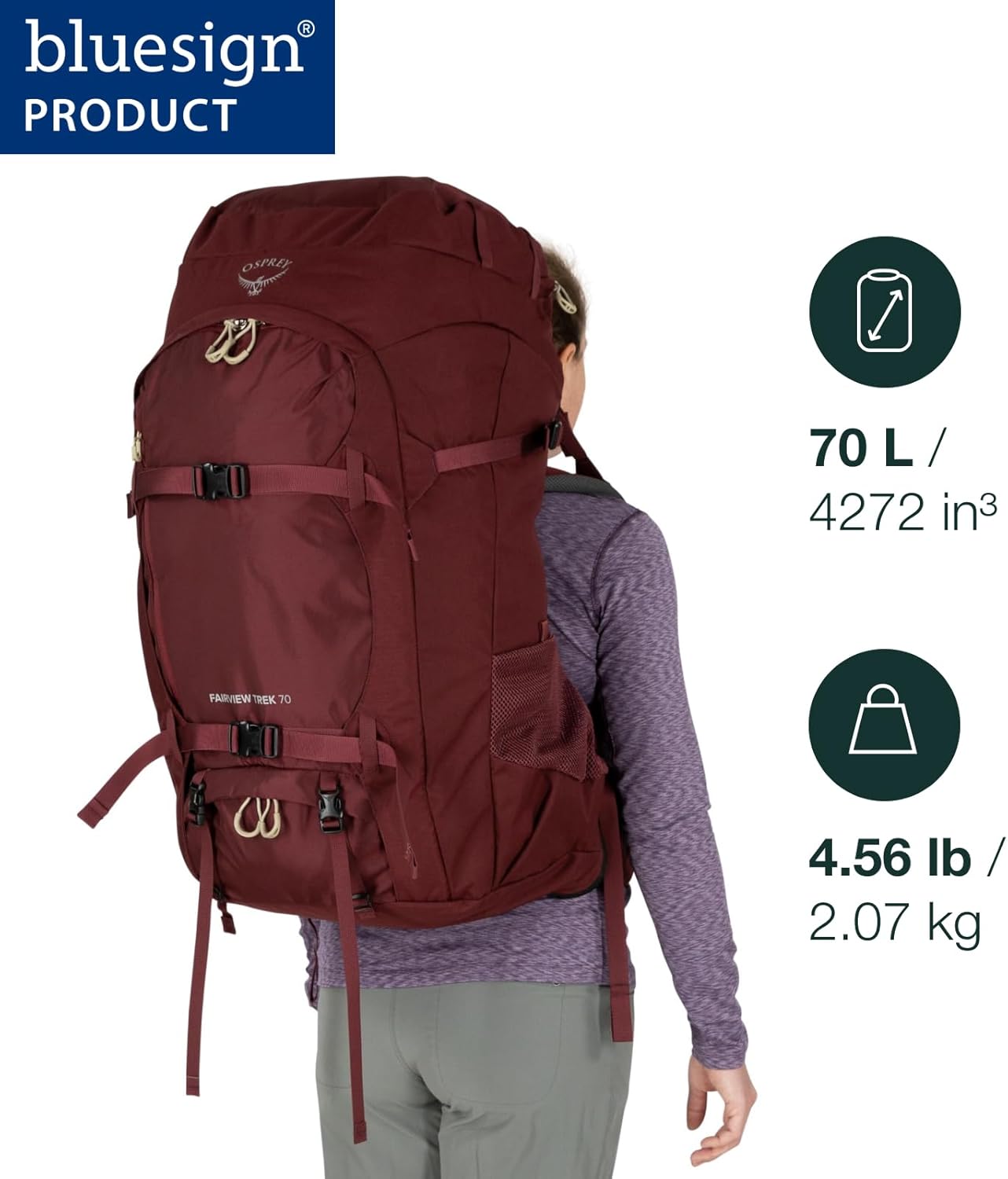 Osprey Fairview Trek 70L Womens Travel Backpack Night Jungle BlueNight Jungle Blue