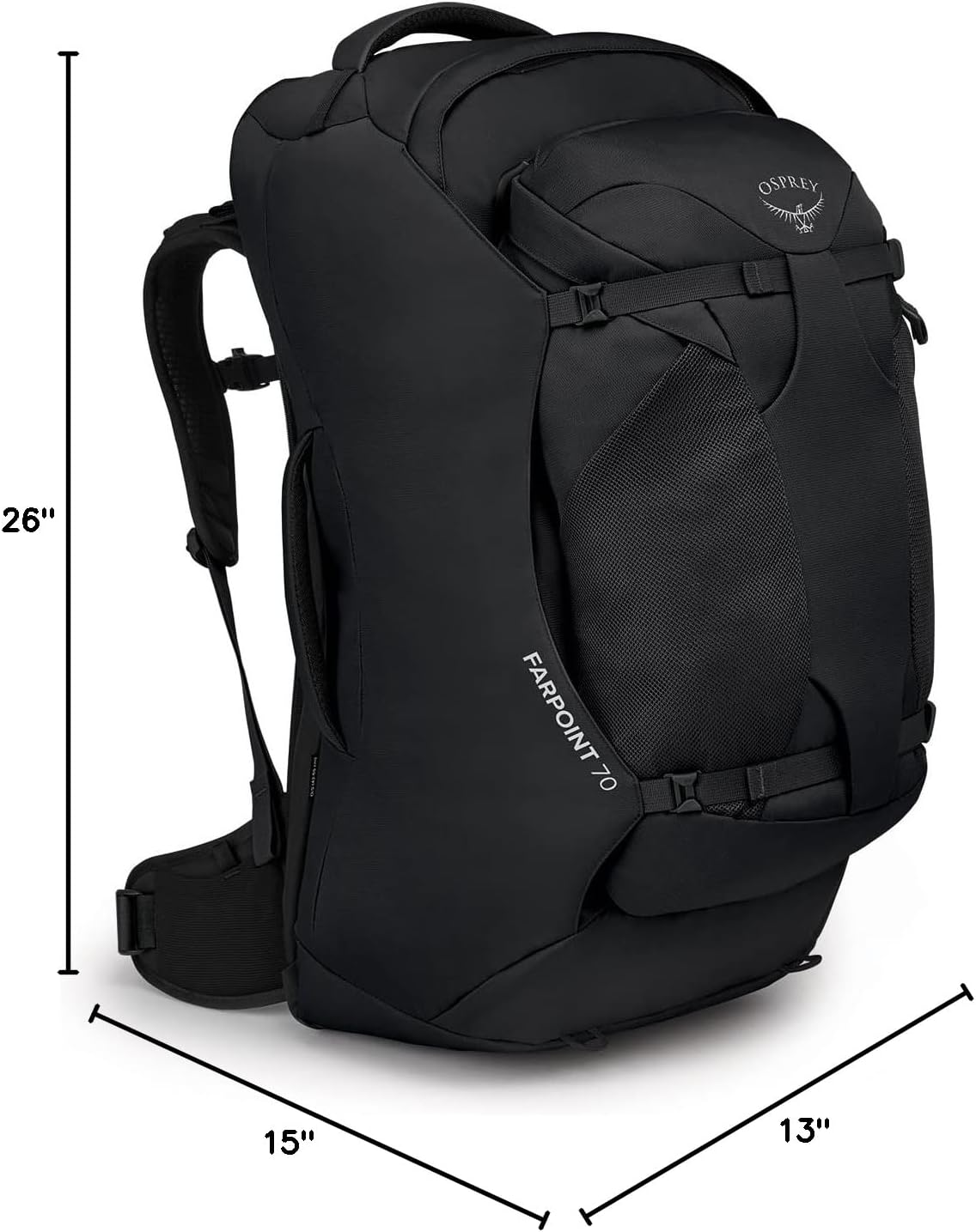 Osprey Farpoint 40L Mens Travel Backpack Tunnel Vision GreyBlack