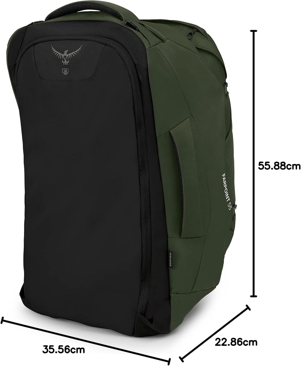 Osprey Farpoint 40L Mens Travel Backpack Tunnel Vision GreyGopher Green
