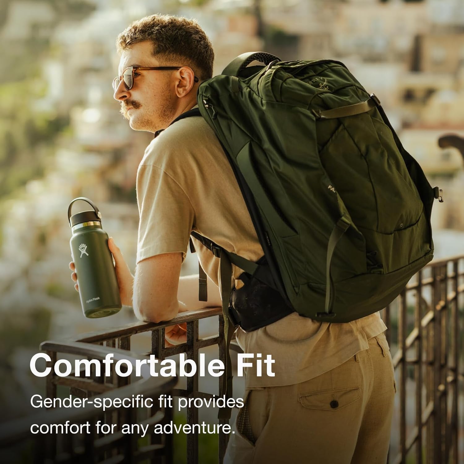Osprey Farpoint 40L Mens Travel Backpack Tunnel Vision GreyGopher Green