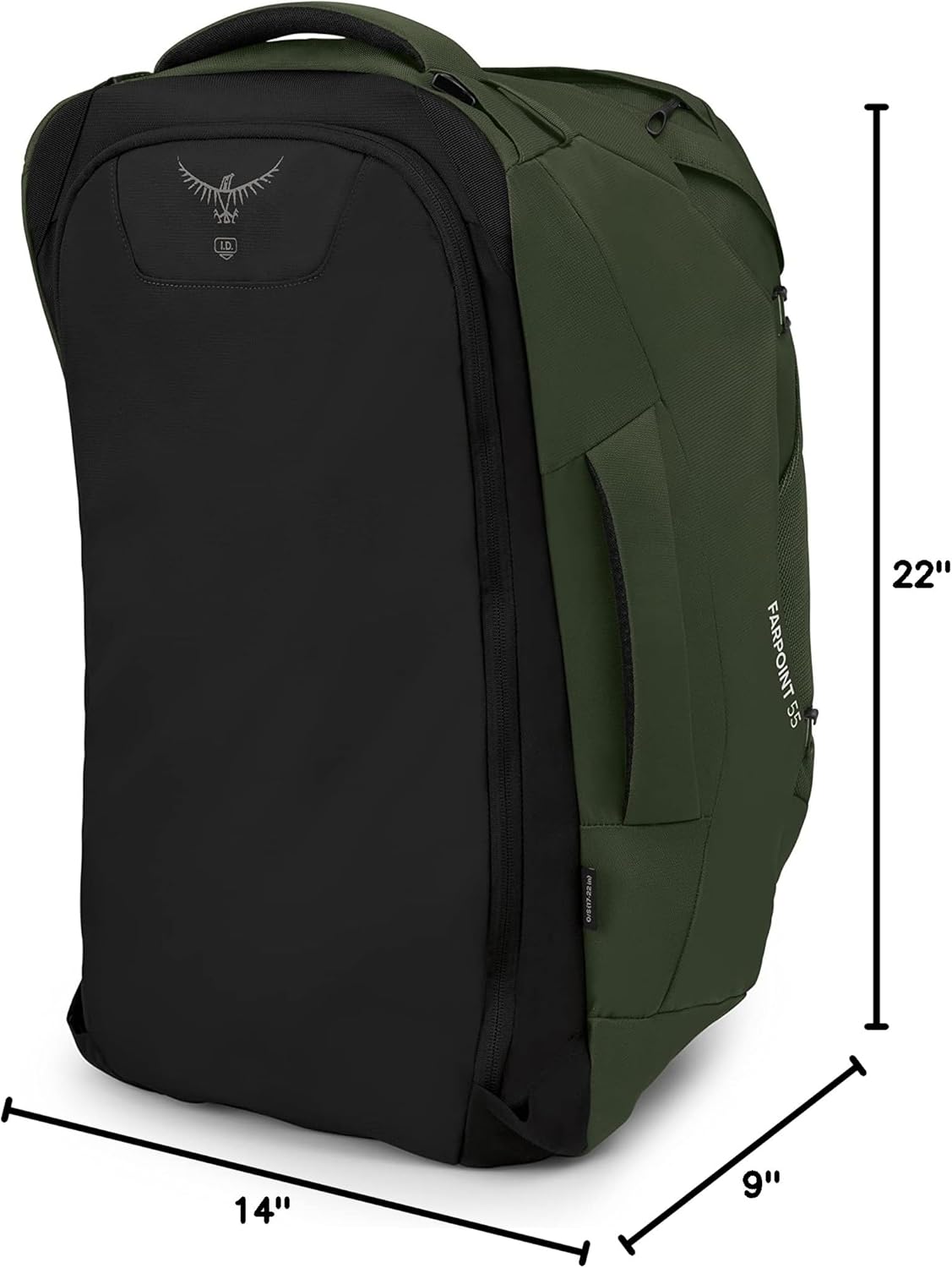 Osprey Farpoint 40L Mens Travel Backpack Tunnel Vision GreyGopher Green