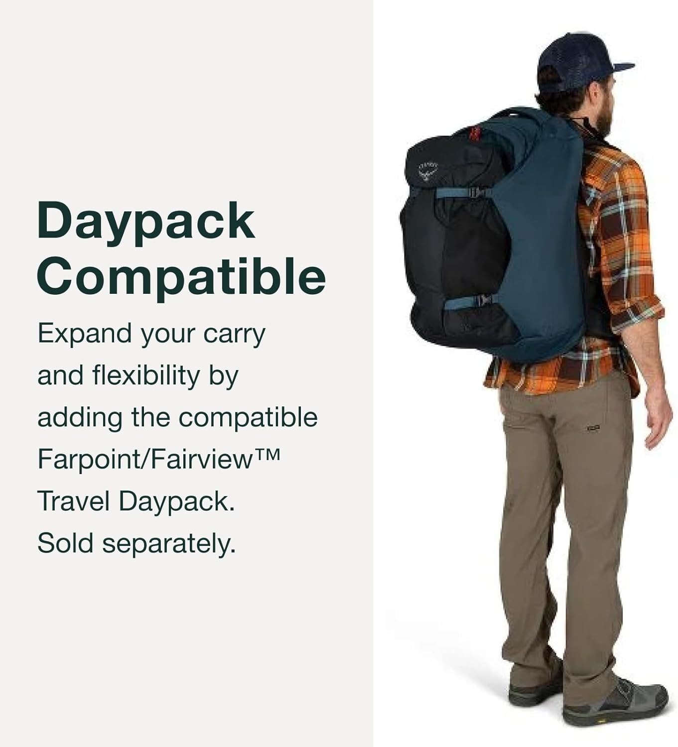 Osprey Farpoint 40L Mens Travel Backpack Tunnel Vision GreyGopher Green