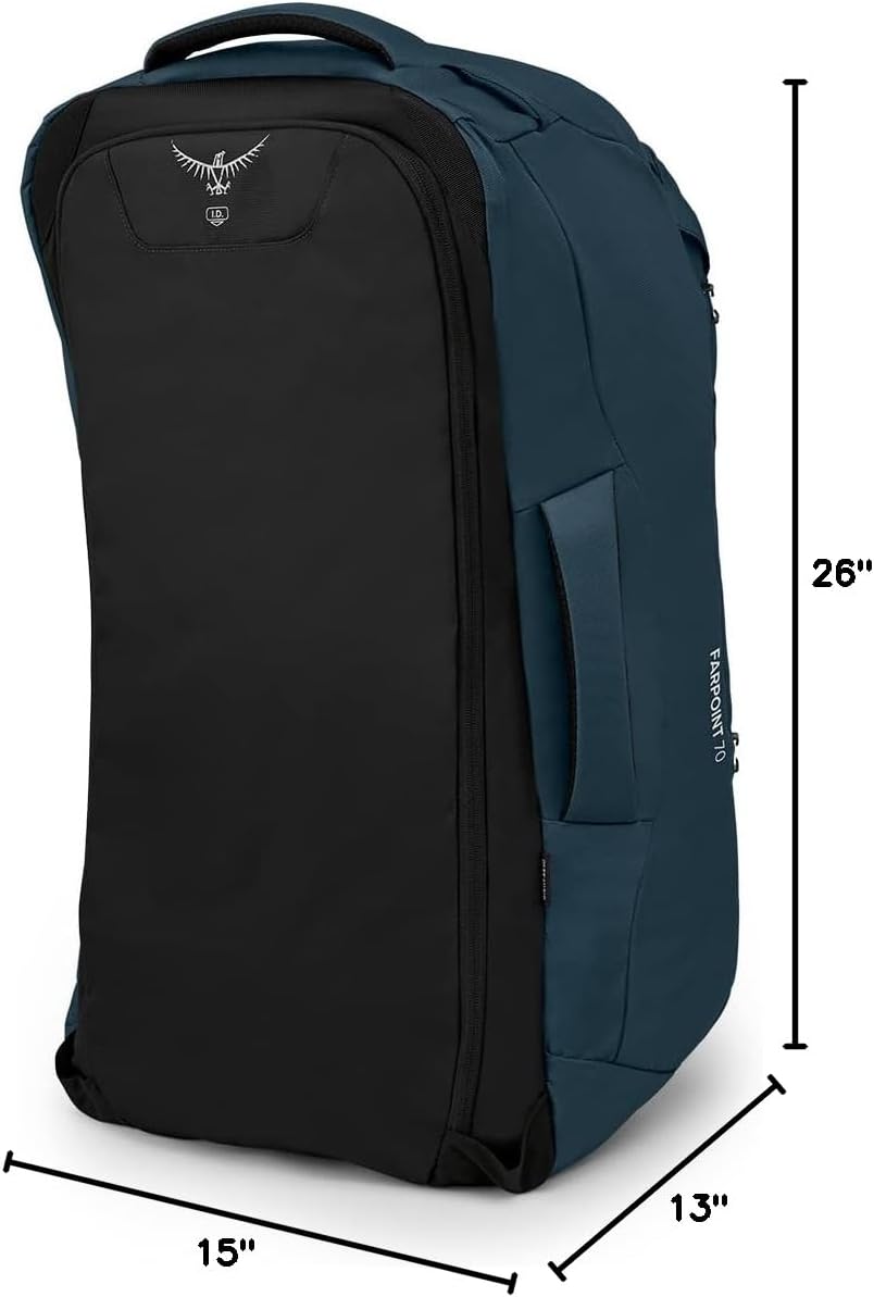 Osprey Farpoint 40L Mens Travel Backpack Tunnel Vision GreyMuted Space Blue