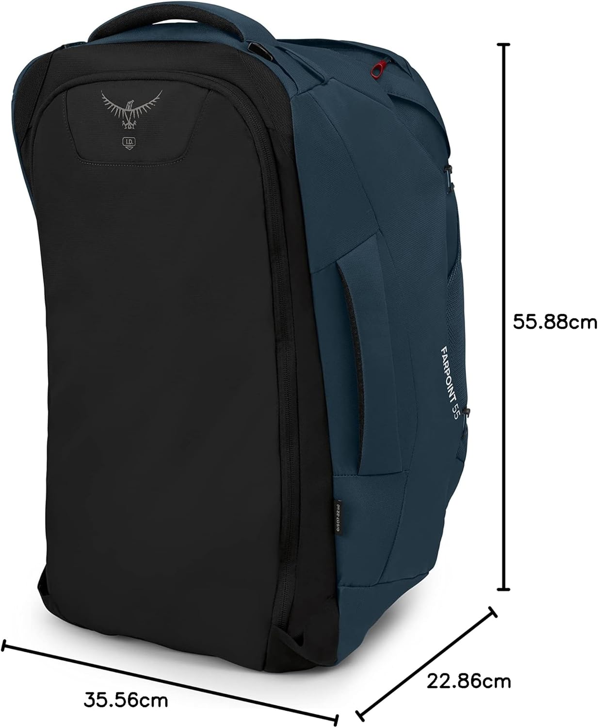Osprey Farpoint 40L Mens Travel Backpack Tunnel Vision GreyMuted Space Blue