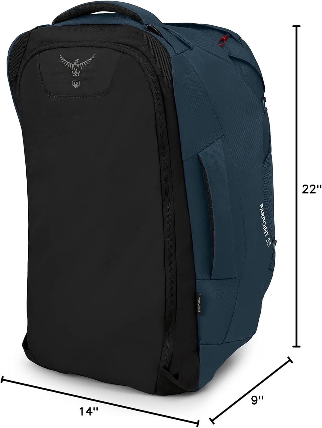 Osprey Farpoint 40L Mens Travel Backpack Tunnel Vision GreyMuted Space Blue