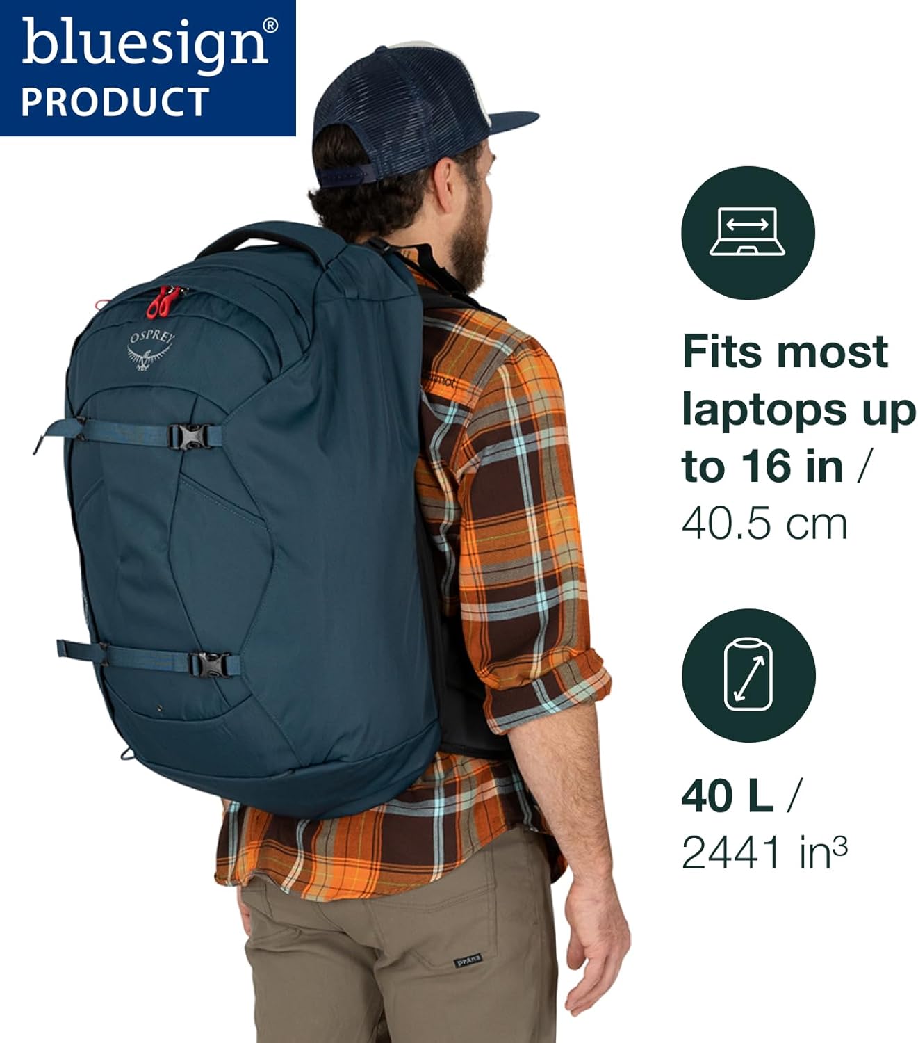 Osprey Farpoint 40L Mens Travel Backpack Tunnel Vision GreyTunnel Vision Grey