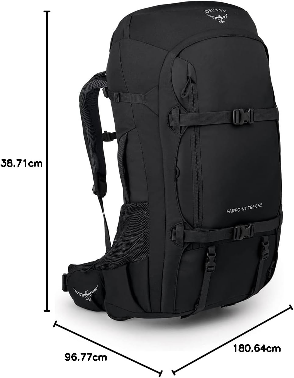 Osprey Farpoint Trek 55L Mens Travel Backpack Muted Space BlueBlack